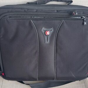 SwissGear Black Laptop Briefcase with Red Accent Logo